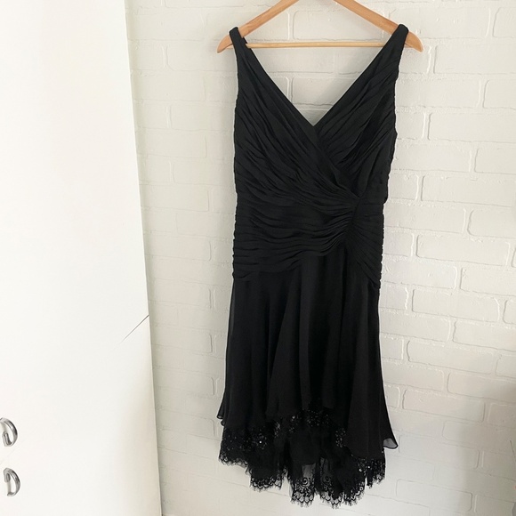 Tadashi Rare Vintage Dress High Low Lace Dark Romantic Fairy Flowy Luxury Sz 12 - Picture 2 of 13